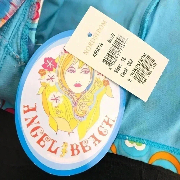 💕Angel Beach Girl's Blue Green Tankini Top  Swimsuit - Picture 6 of 8